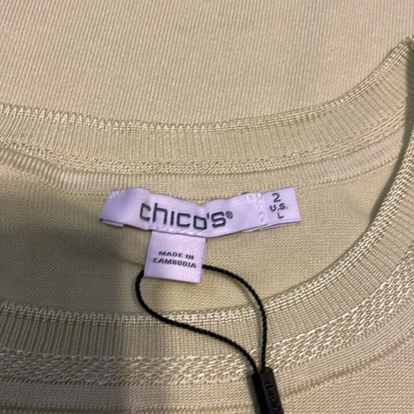 Chicos women’s large 12 sweater top Light Green Short Sleeve crew knit NWT - Picture 5 of 9